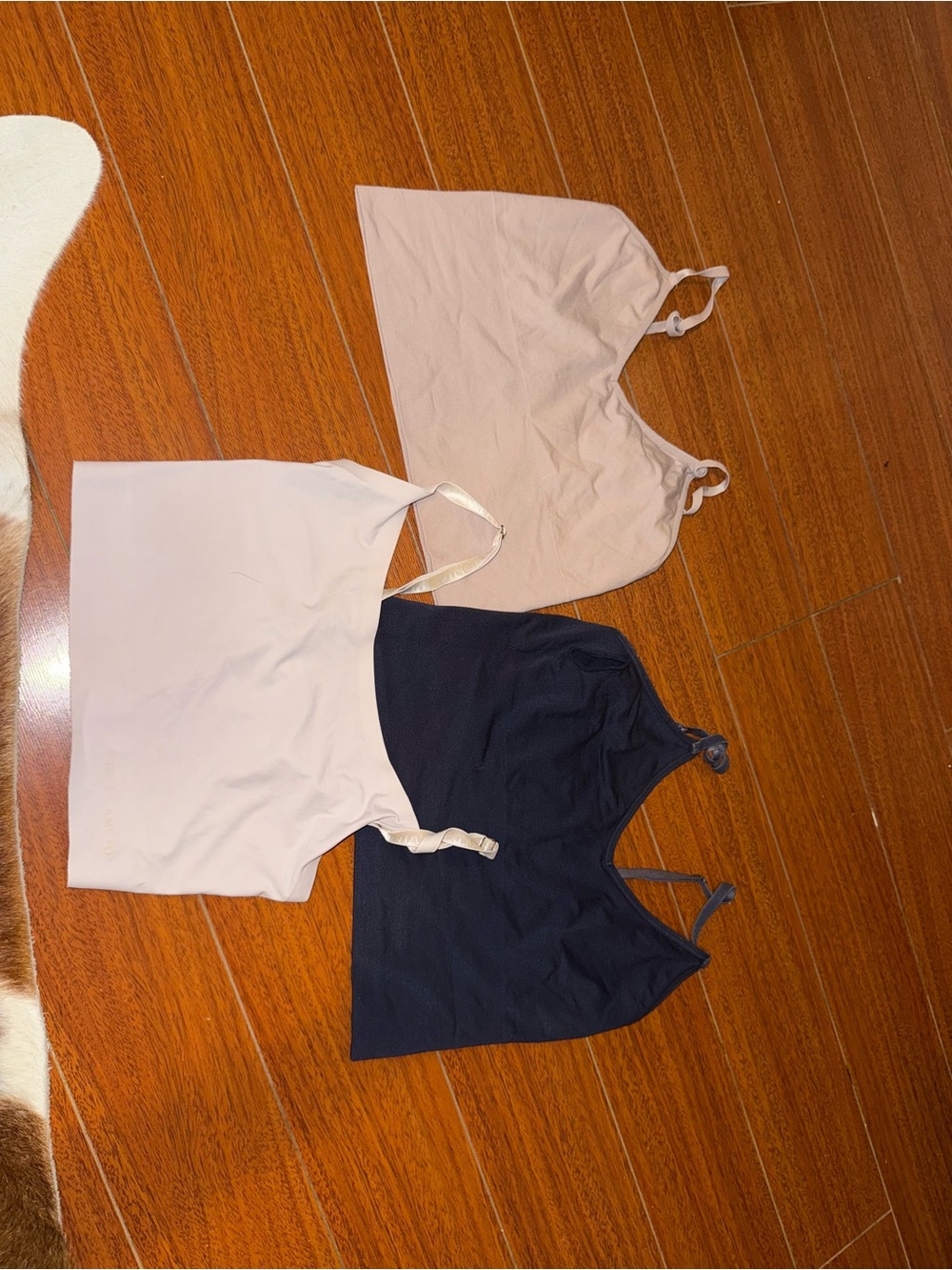 Vince Camuto Three-Pack V-Neck Cami Tops - Black, Light Pink, Cream